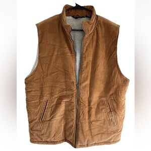Vintage Shaver Lake Vest Mens XL Brown Sherpa Lined Full Zip Cotton 80s